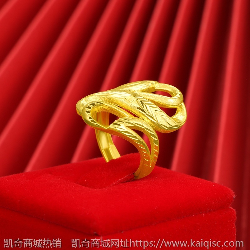 多款式越南沙金戒指活口花卉孔雀铜镀24K金diy食指戒情侣厂家直供