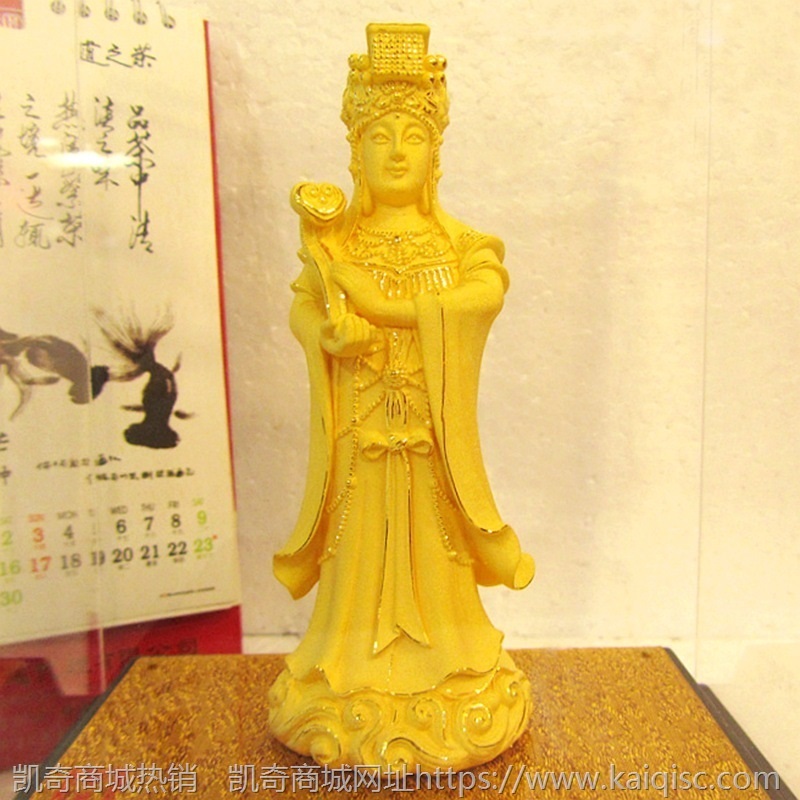黄金妈祖神像摆件 绒沙金工艺品 圣母娘娘诞辰祭祀纪念小礼品批发