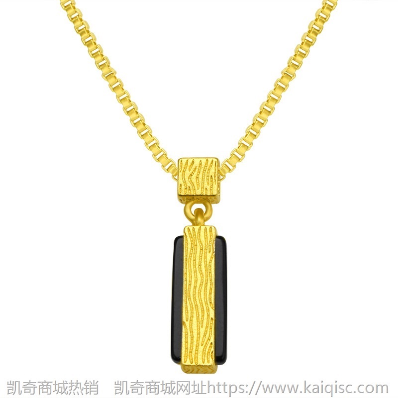 2021新款越南金镶玉髓玛瑙沙金吊坠情侣款闺蜜款几何项链简约时尚