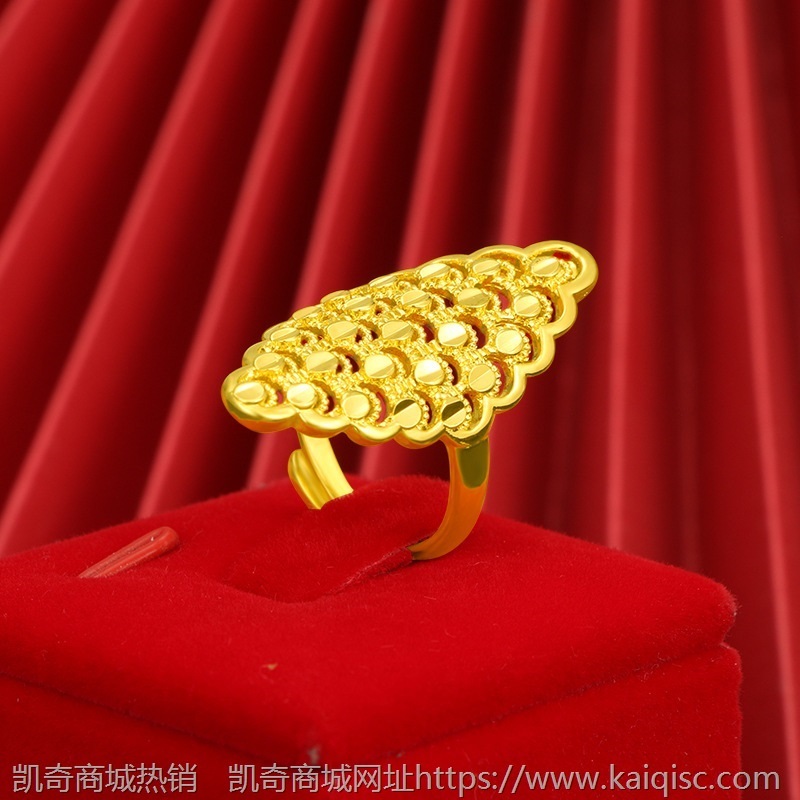 多款式越南沙金戒指活口花卉孔雀铜镀24K金diy食指戒情侣厂家直供
