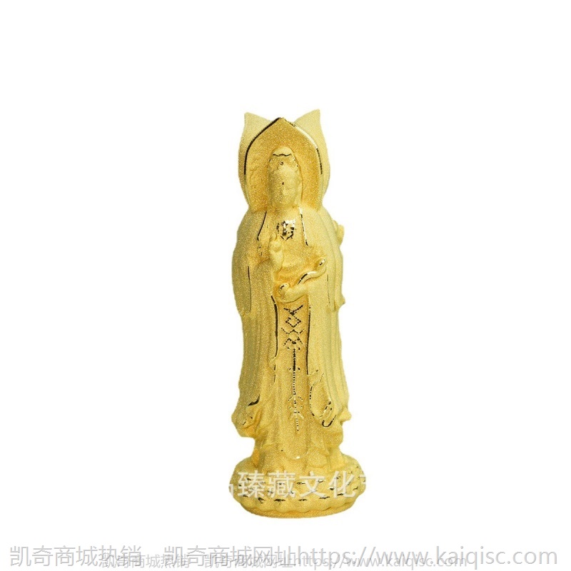 厂家批发汽车摆件三面观音纯铜芯电铸绒沙金家居饰品摆件工艺品