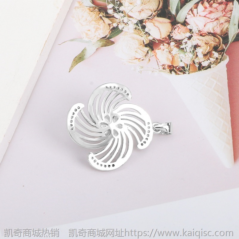 韩版时尚简约珍珠吊坠 创意风车微嵌珍珠个性锁骨链配饰diy首饰品