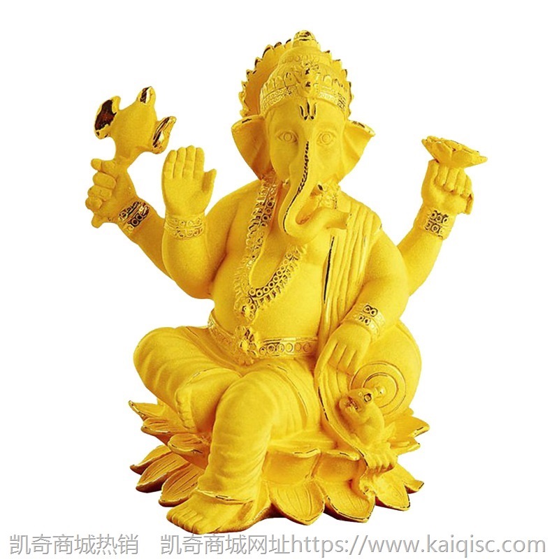印度象神摆件 绒沙金泰国象头神像 迦尼萨印度教密宗佛教工艺礼品