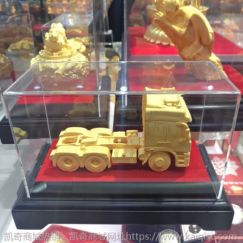 卡车模型样板 绒沙金工艺品 牵引车公司开业活动礼品黄金车模摆件