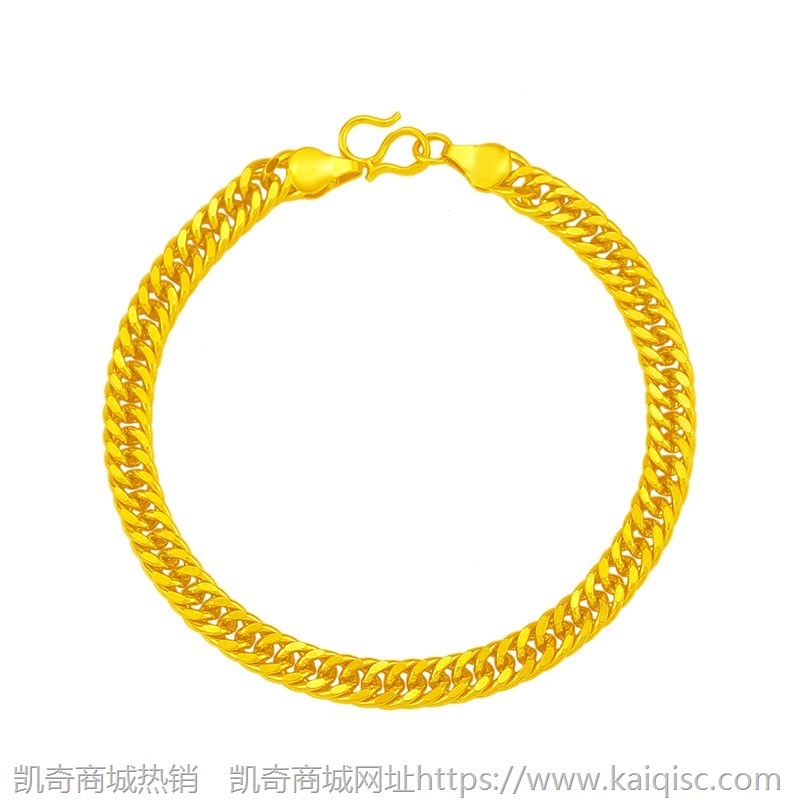 金店同款欧币金镀金饰品经典百搭仿金扁形侧身手链男女款老板手链