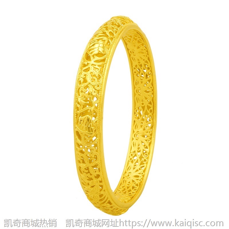 婚庆新娘仿黄金手镯女金店同款首饰品铜镀沙金镂空龙凤金镯子批发