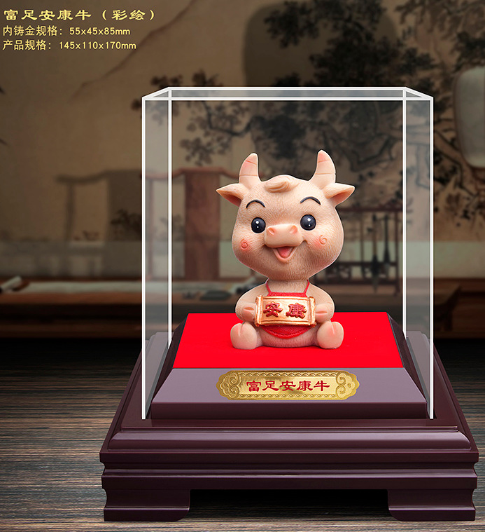 绒沙金摆件金牛工艺品牛年创意保险金融公司汽车4S店年会商务礼品