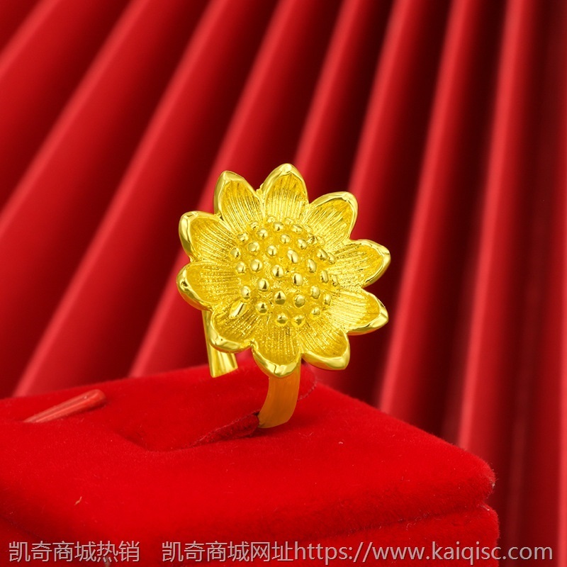 多款式越南沙金戒指活口花卉孔雀铜镀24K金diy食指戒情侣厂家直供