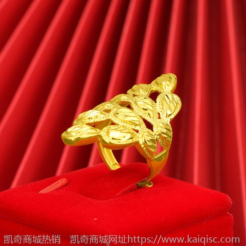 多款式越南沙金戒指活口花卉孔雀铜镀24K金diy食指戒情侣厂家直供