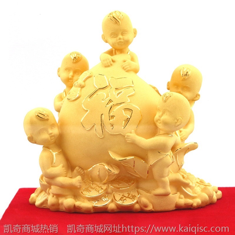 大寿桃摆件贺寿礼品 五福临门绒沙金工艺品 老人长辈生日祝寿礼物