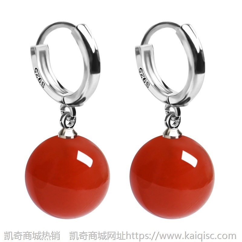 复古民族风925耳坠AAA天然绿玛瑙耳扣女显瘦韩版网红耳环饰品礼物