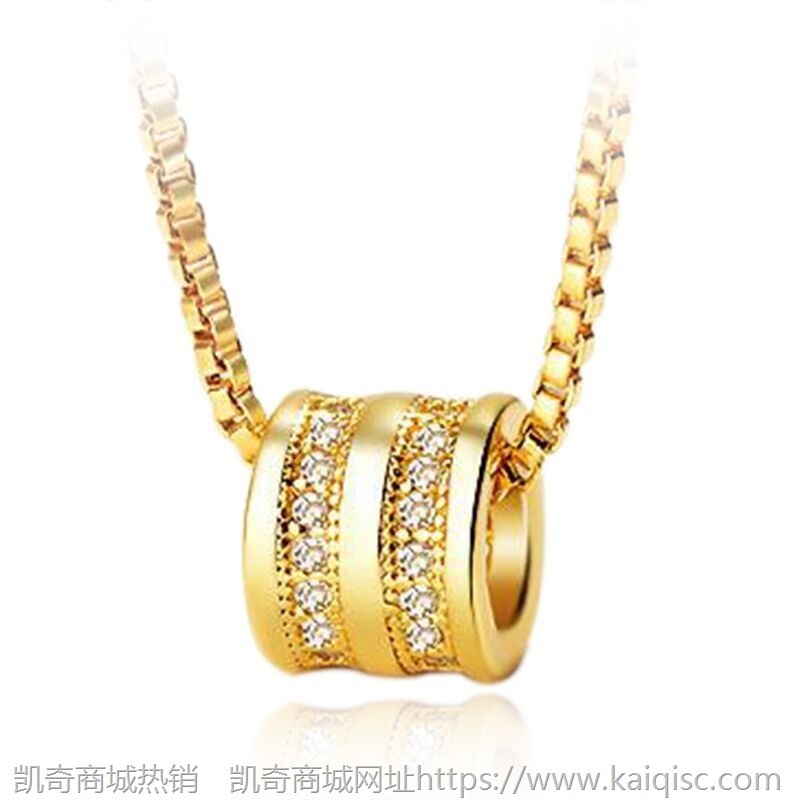 小红书同款韩版时尚锆石小蛮腰转运珠吊坠女气质百搭镀金饰品项链