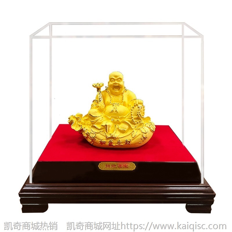 2019新款弥勒佛摆件绒沙金佛像树脂工艺品商务馈赠会销礼品可定制