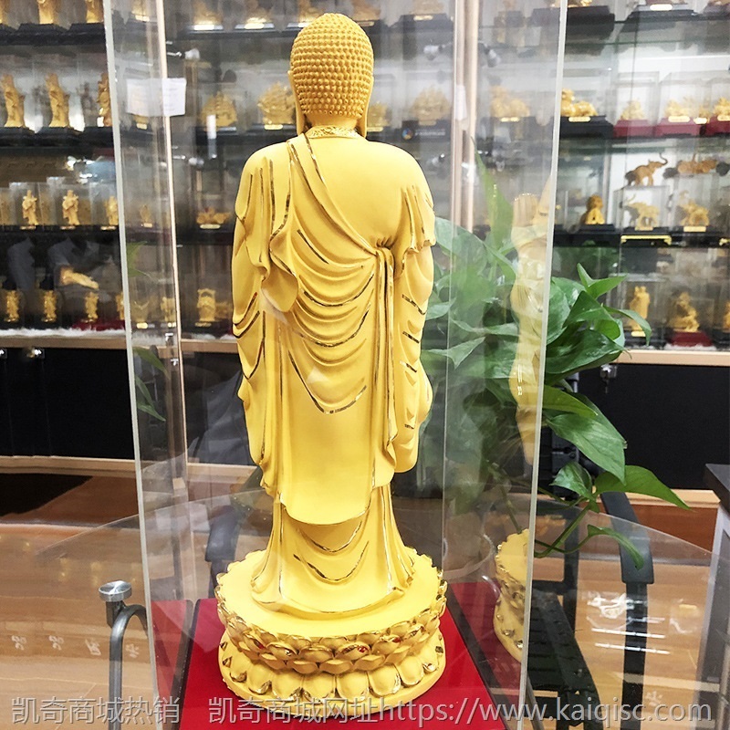 绒沙金佛像摆件灵山大佛树脂工艺品佛教用品家居饰品