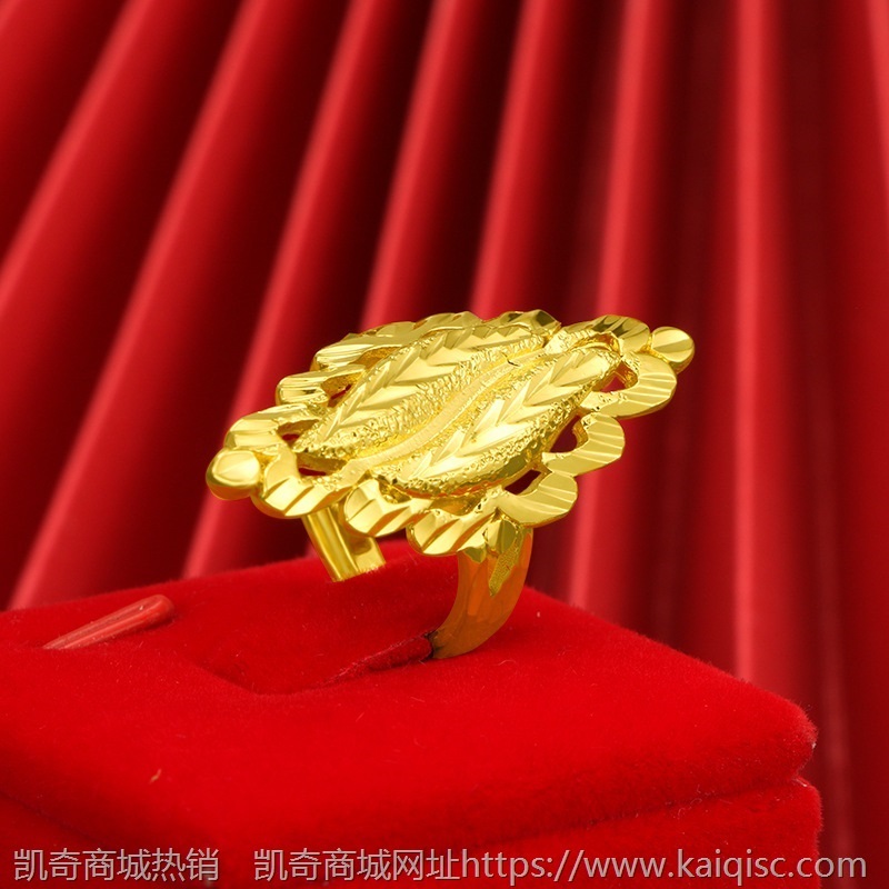 多款式越南沙金戒指活口花卉孔雀铜镀24K金diy食指戒情侣厂家直供