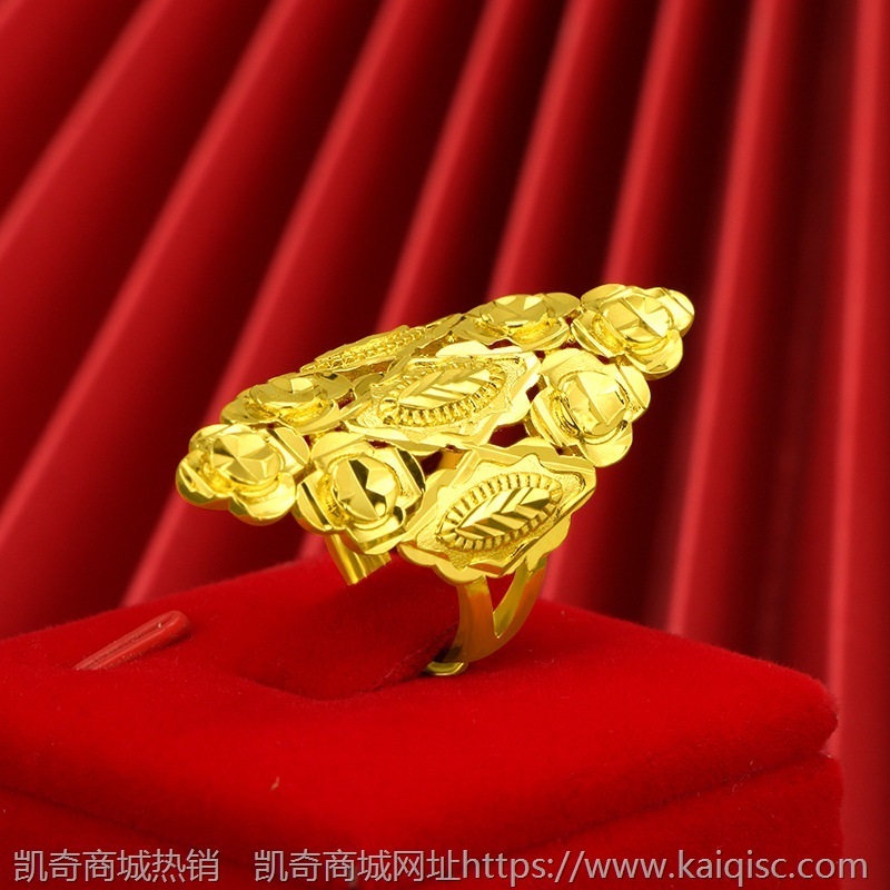多款式越南沙金戒指活口花卉孔雀铜镀24K金diy食指戒情侣厂家直供