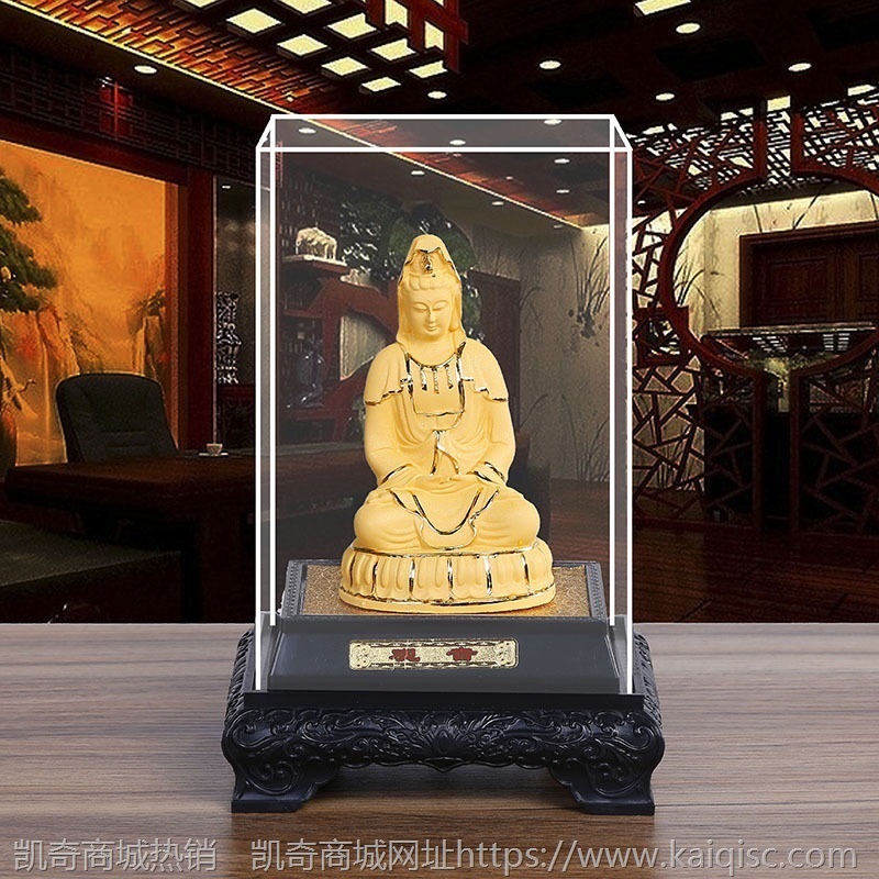 绒沙金南五观音菩萨摆件 观音普度丛生佛像寺庙宗教用品摆设