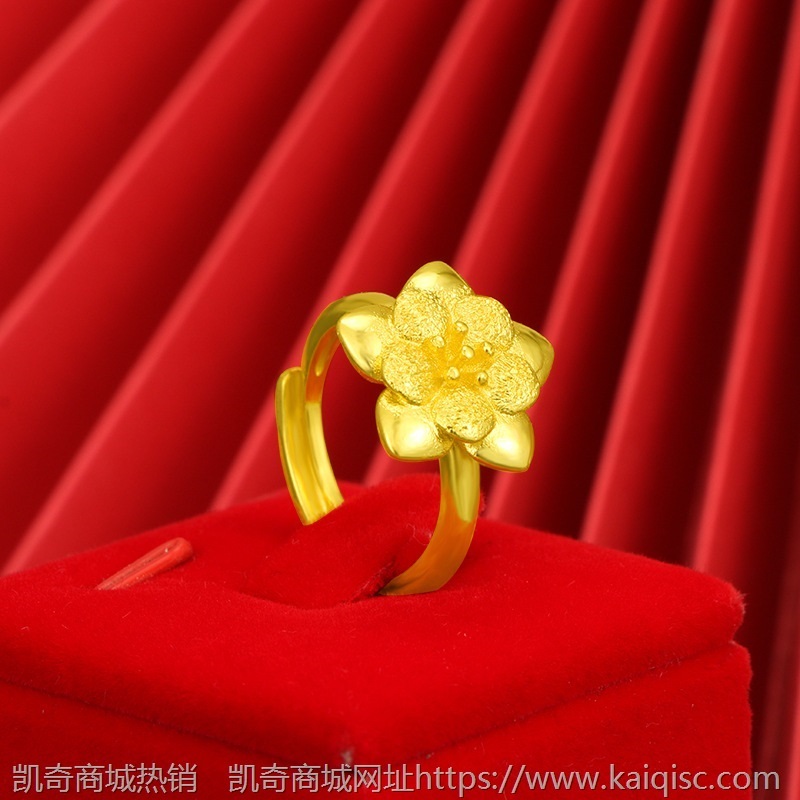 多款式越南沙金戒指活口花卉孔雀铜镀24K金diy食指戒情侣厂家直供