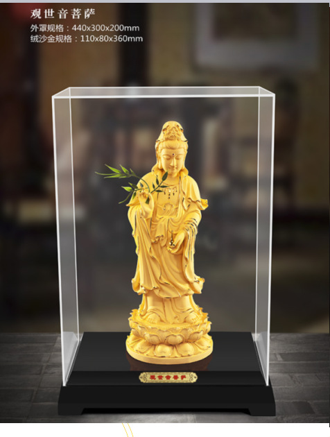 绒沙金南五观音菩萨摆件 观音普度丛生佛像寺庙宗教用品摆设
