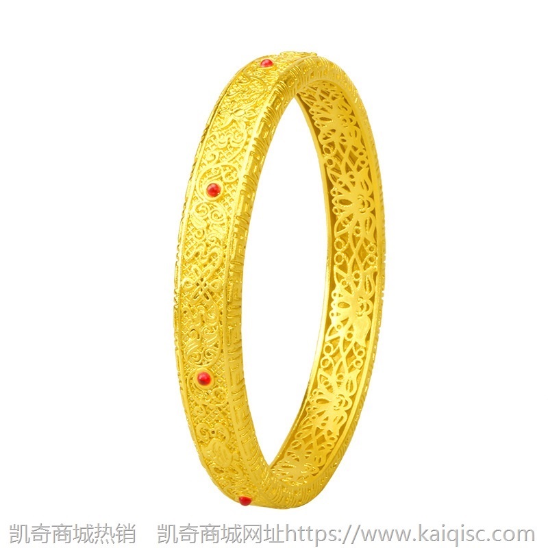 越南花丝镂空沙金手镯子女婚庆新娘礼物仿黄金饰品铜镀金手环批发