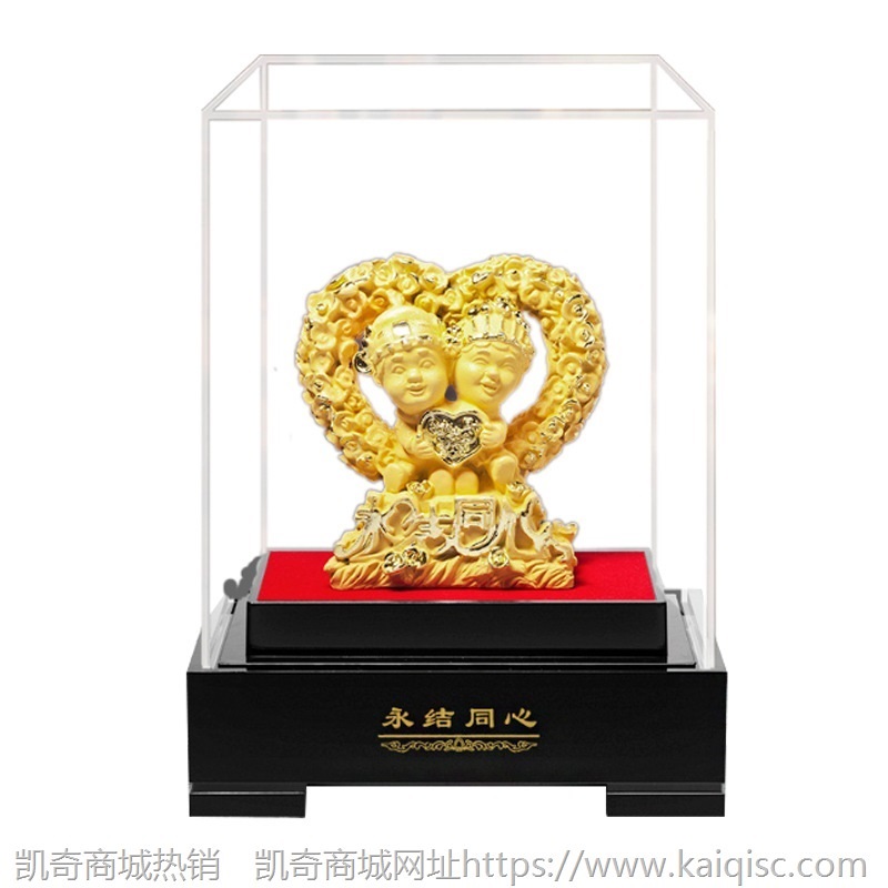 热销绒沙金摆件 百年好合永结同心喜结良缘绒沙金 婚庆礼品摆件