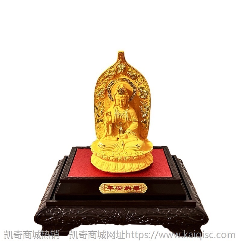 绒沙金观音摆件 站立观音菩萨佛像 坐莲观音绒沙金佛教家居工艺品