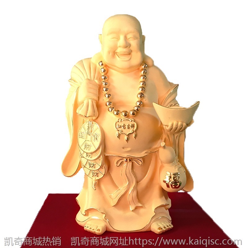 大号招财进宝弥勒佛祖摆件 绒沙金大肚笑佛像 铸黄金工艺礼品批发