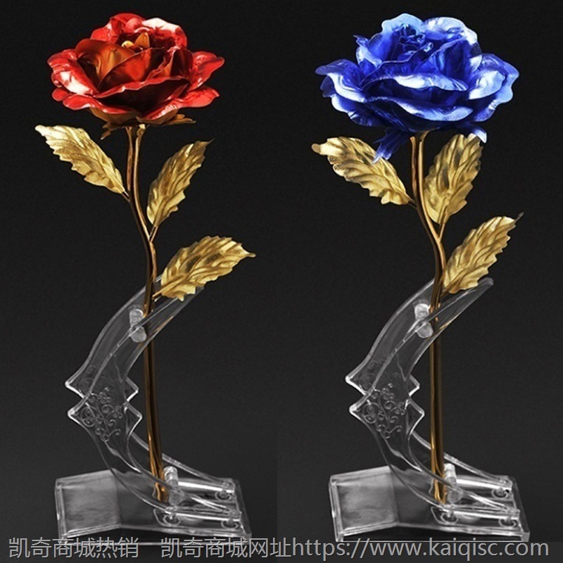 绒沙金玫瑰花 镀金箔玫瑰花 结婚周年庆情人节4S活动礼品七夕礼物