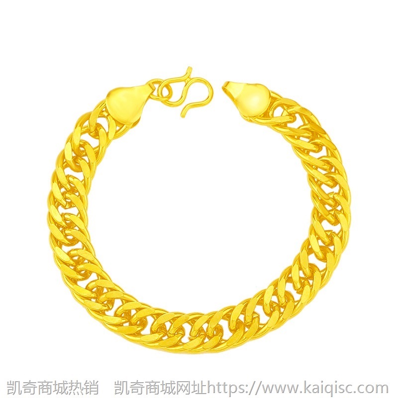金店同款欧币金镀金饰品经典百搭仿金扁形侧身手链男女款老板手链