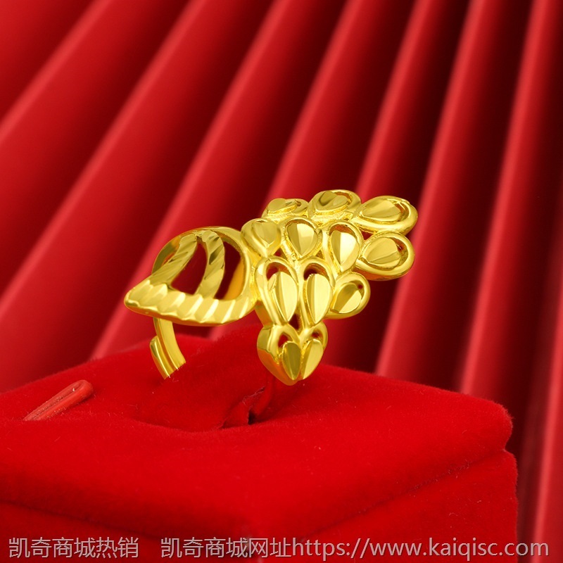 多款式越南沙金戒指活口花卉孔雀铜镀24K金diy食指戒情侣厂家直供