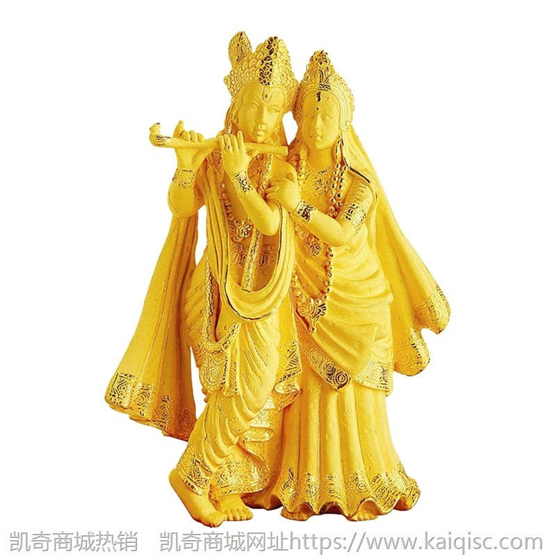 印度佛摆件 商务赠礼吹笛印度佛沙金工艺品 纯铜镀金礼品个性批发