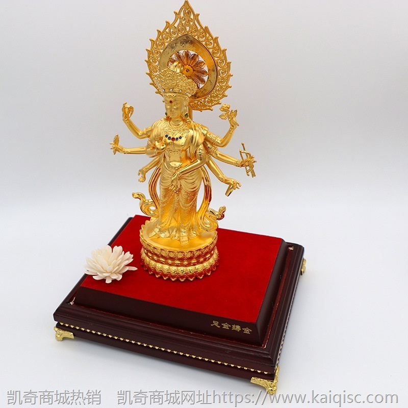 炫金千手观音菩萨佛像客厅家居工艺品办公室玄关饰品黄金摆件批发