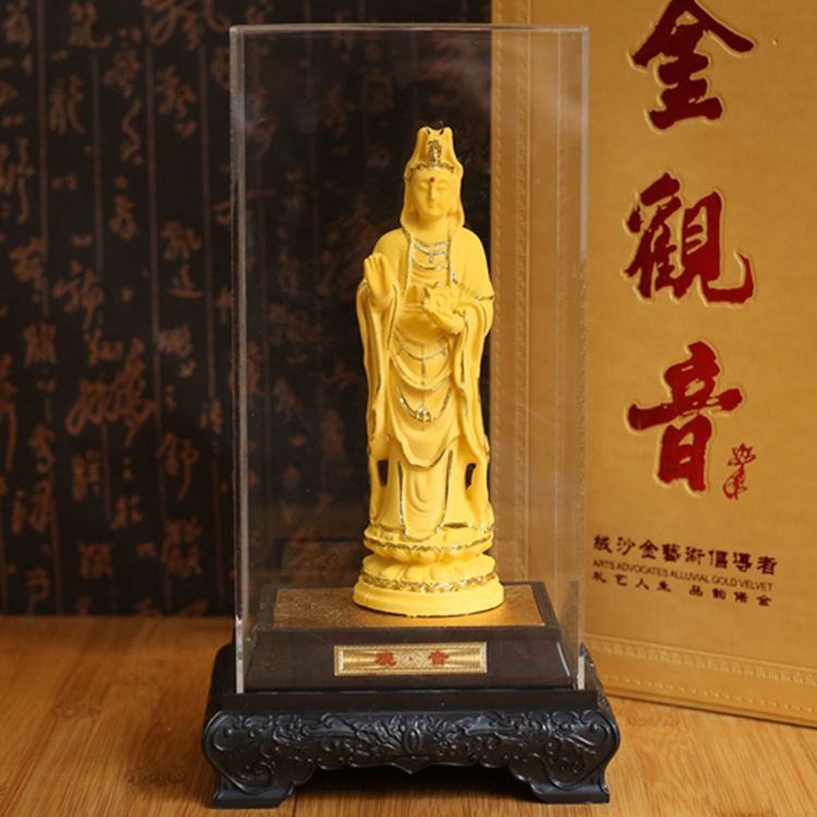 厂家热销观音绒沙金摆件 佛像绒沙金 观音菩萨摆件 会销礼品 保险
