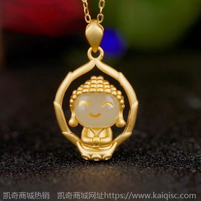 金镶玉古法金S925纯银镶嵌天然和田玉吊坠直播爆款白玉坠子代发