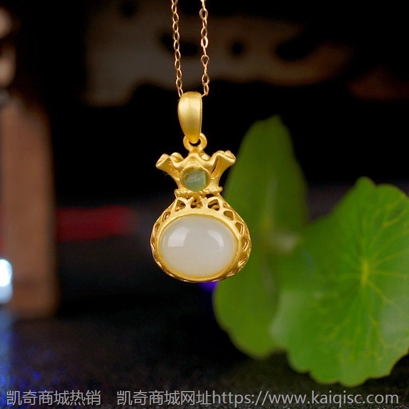金镶玉古法金S925纯银镶嵌天然和田玉吊坠直播爆款白玉坠子代发