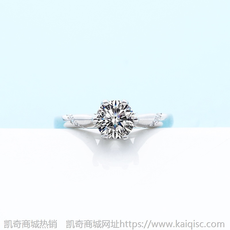 莫桑石戒指S925纯银经典六爪女款网红直播七夕情人节爆款供应链