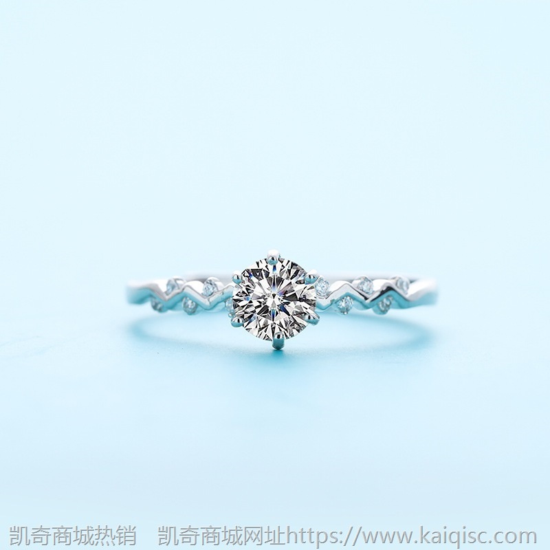 莫桑石戒指S925纯银经典六爪女款网红直播七夕情人节爆款供应链