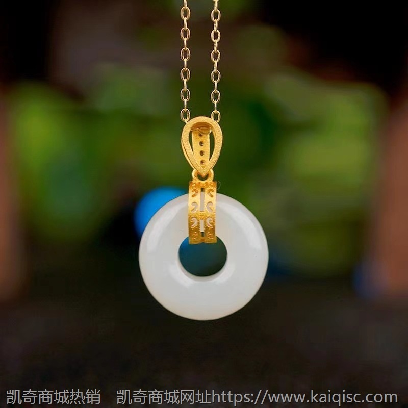 金镶玉古法金S925纯银镶嵌天然和田玉吊坠直播爆款白玉坠子代发