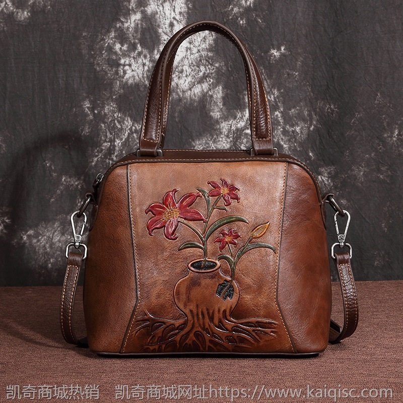 真皮女包新款凯奇女式手提包复古牛皮头层牛皮单肩斜挎休闲背包