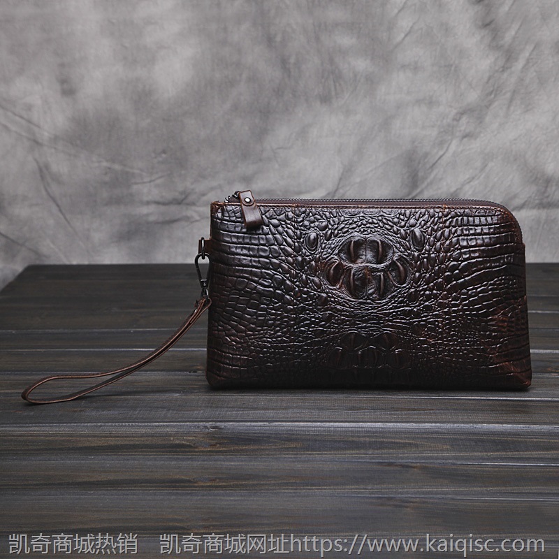 男士手拿包鳄鱼纹男包真皮单肩挎包商务牛皮手拿包韩版潮包