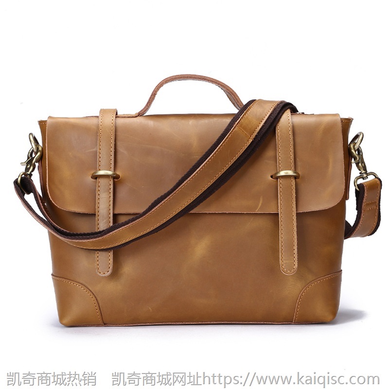 批发新款休闲真皮男包男士斜挎包男士牛皮手提包疯马皮公文包男