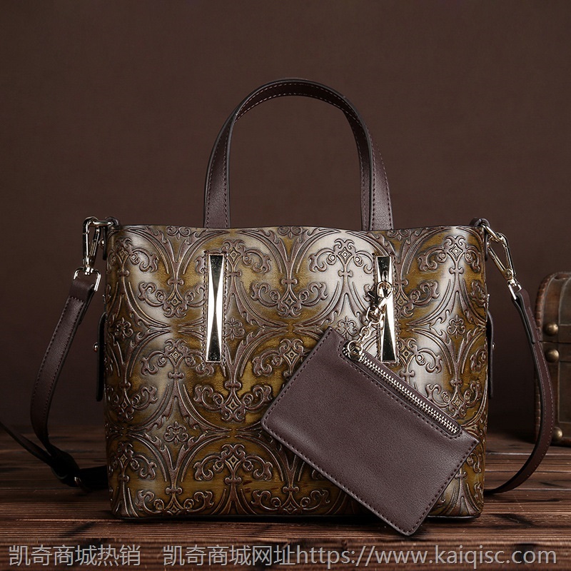 2017新款简约复古压花手工擦色子母包单肩手提女包女式单肩包