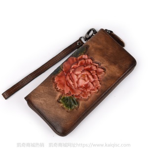 树膏皮真皮钱包头层牛皮复古长款拉链钱包大容量凯奇时尚手抓包