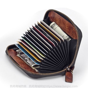 头层牛皮树高皮信用卡卡包风琴复古卡包卡套竖款名片包多卡位真皮