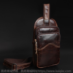 厂家一件代发男式休闲胸包真皮油蜡牛皮单肩包休闲斜挎包复古男包