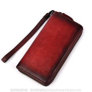 树膏皮复古手工擦色手包男士商务休闲拉链包头层牛皮凯奇手拿包