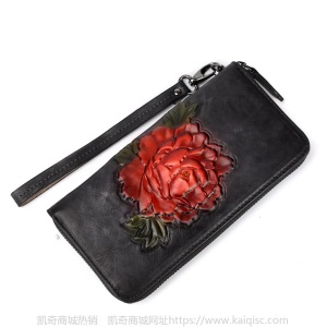 树膏皮真皮钱包头层牛皮复古长款拉链钱包大容量凯奇时尚手抓包