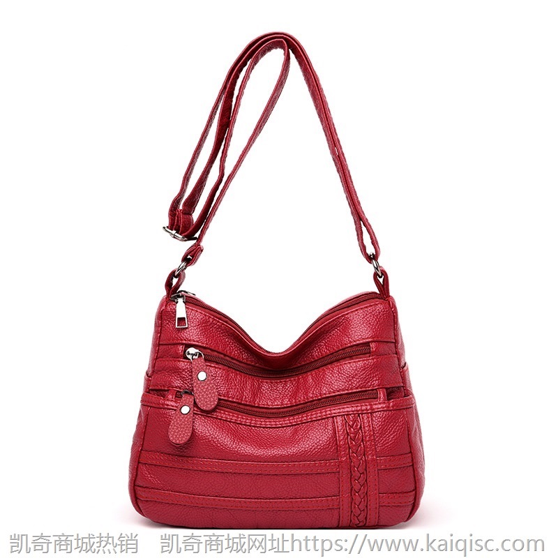 2019新款PU软皮女包百搭时尚中年妈妈包多隔层小包休闲单肩斜挎包