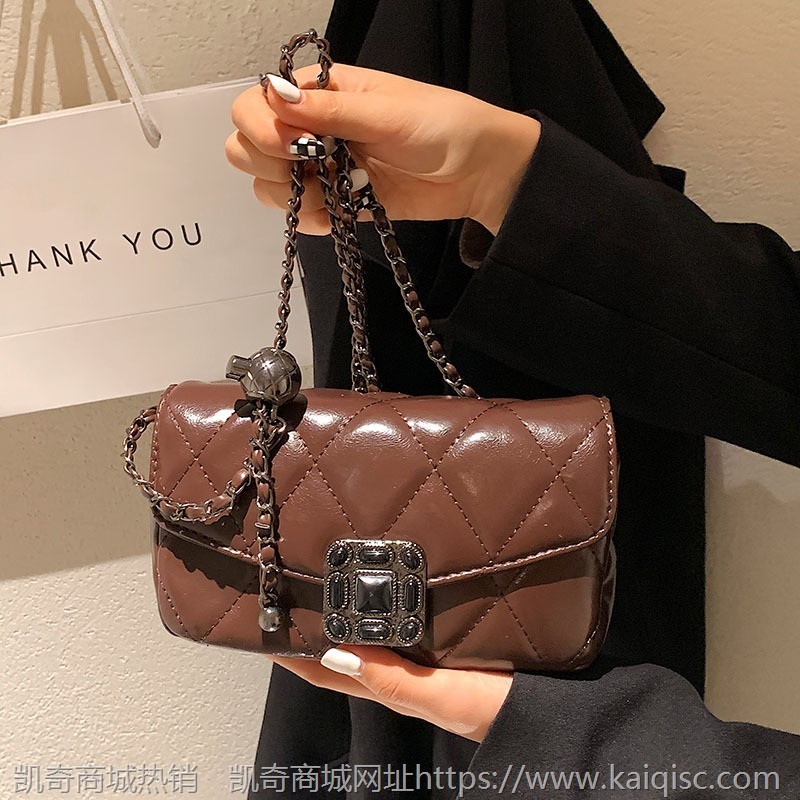 菱格链条小包包女包2021秋季锁扣质感单肩包时尚大气复古斜挎包女