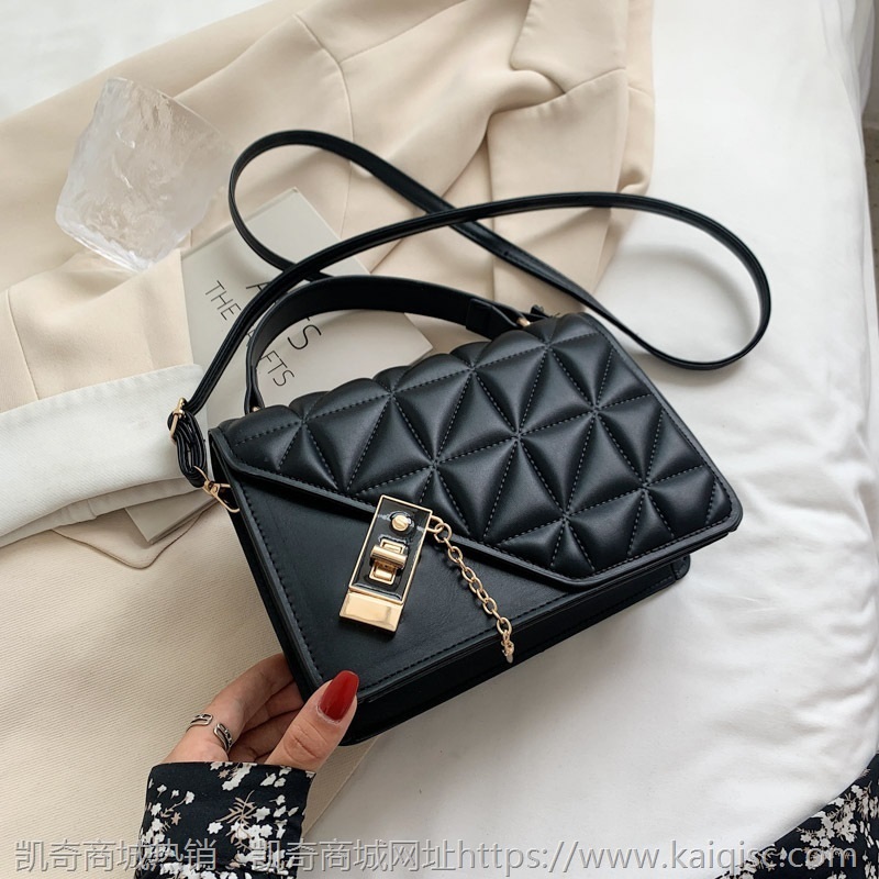 小包包女2021新款单肩斜挎包简约链条小包时尚休闲菱格绣线小方包